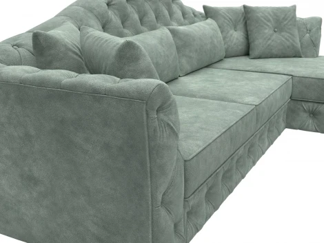 Диван угловой Артис правый угол (Брус,Рейка/Пластик/Велюр/Зеленый) Лига Диванов 128026