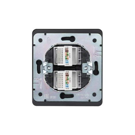 Розетка компьютерная двойная RJ45+RJ45 кат6 с/у оникс Kranz Round KR-78-0725-3