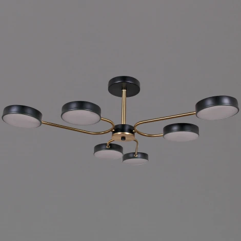 Потолочная люстра на штанге светодиодная Reluce 03325-0.3-06 BK+COPPER (220V)