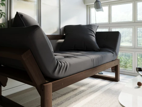 Кушетка Arsko Амбер орех серый велюр