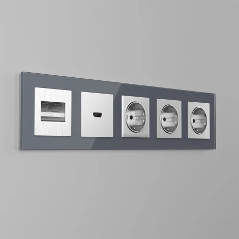 Накладка для розетки HDMI (серебряный рифленый) Werkel WL09-HDMI-CP (a041304)