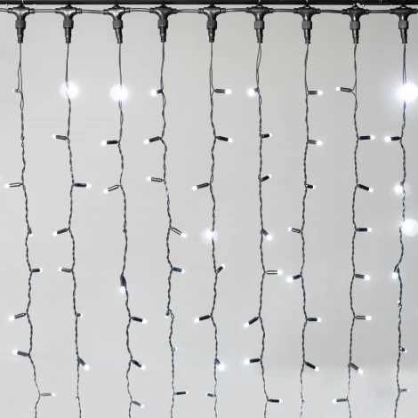 Гирлянда Занавес 2 x 2 м белый 220В, 400 LED, провод черный каучук 2,3мм, IP65 Laitcom ECO402-1-2W
