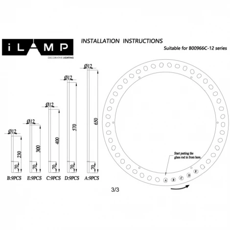Потолочная люстра на штанге iLamp Casa 966C-12 CR+CL