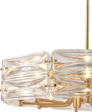 Потолочная люстра на штанге (12046/8P Brass) Indigo Zaffiro V000499 (220V, хрусталь, круглые)