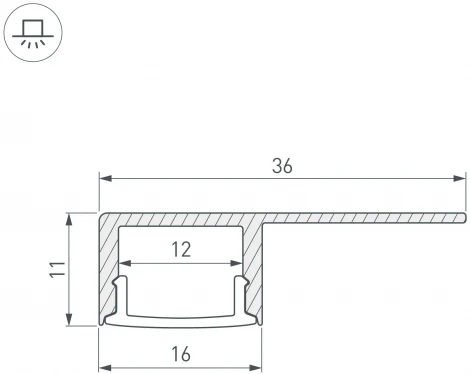 Профиль ARH-DECORE-S12-LINE-EDGE-3000 ANOD (Arlight, Алюминий) 052994