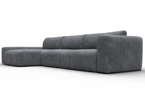 Диван угловой Лига-066 НПБ Лонг угол левый (ЛДСП,Фанера,Брус,Велюр/Темно-серый) Лига Диванов 131217L