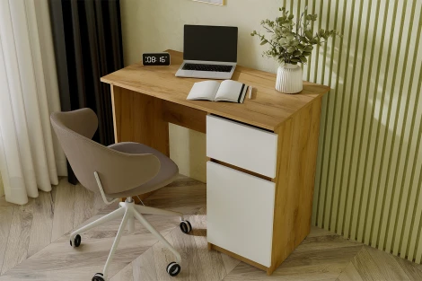 Стол письменный Арника 900 Денвер, Дуб золотой, Белый шагрень