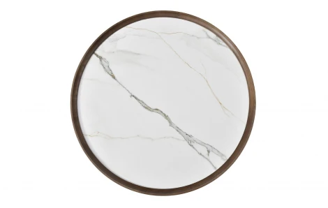 Стол журнальный CT6082 (D80) белая керамика (LIUJINBAI)/орех ESF 5704