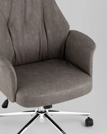 Кресло офисное TopChairs Neoma серый экокожа УТ000041775