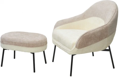 Кресло SION 3018-01 белый / 3018-10 бежевый, шенилл / черный каркас, ®DISAUR