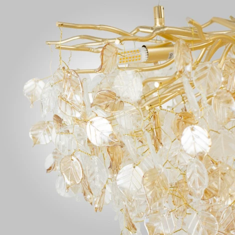 Подвесная люстра AM Group Forest D600 GOLD (220V, на тросе, листья)