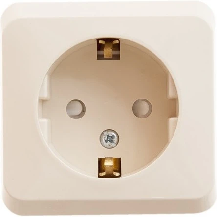 Розетка накладная с заземлением и шторками (кремовый) Systeme Electric Этюд PA16-004K