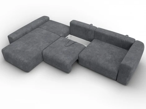 Диван угловой Лига-066 НПБ Лонг угол левый (ЛДСП,Фанера,Брус,Велюр/Темно-серый) Лига Диванов 131217L