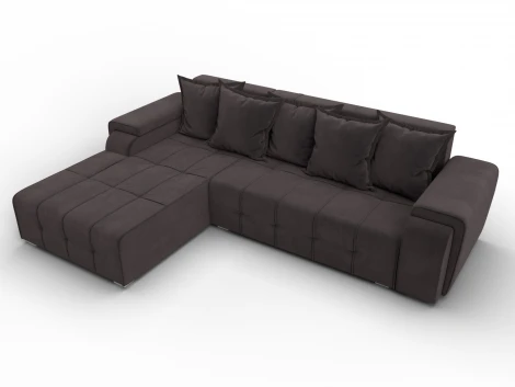 Диван угловой Лига-121 левый угол (ДСП,Брус,Велюр/Коричневый) Лига Диванов 137349L