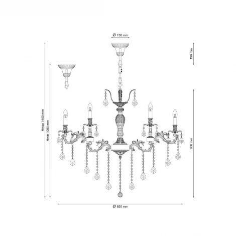 Подвесная большая люстра Lucia Tucci Barletta 122.12.6 antique (220V, на цепи, подсвечник, свеча)