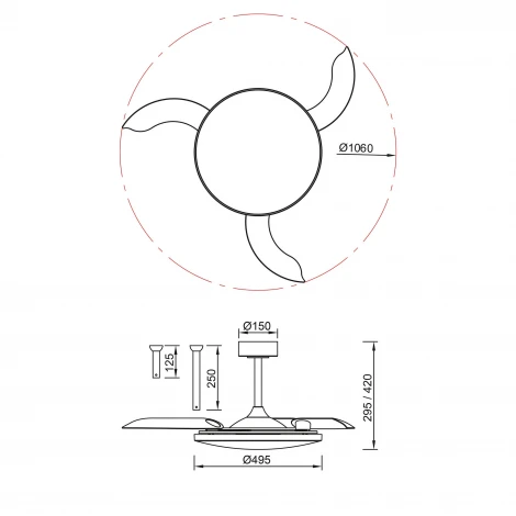 Потолочная светодиодная люстра с вентилятором и пультом Mantra Slim Fan 9006