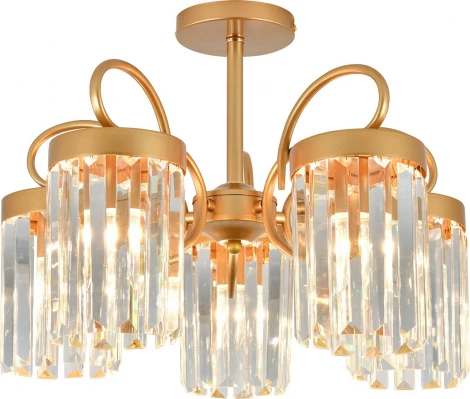 Потолочная люстра на штанге Escada Lofoyi 2116/5P 5x40Вт E14, металл/хрусталь, шампань, прозрачный хрусталь (220V)