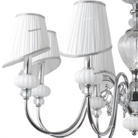 Люстра подвесная Crystal Lux Alma White, 8 плафонов, хром с белым и прозрачным
