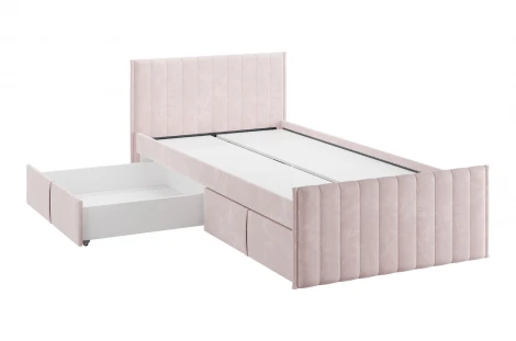 Кровать с ящиками Твикс 90х200 см Mebelson (ДСП,Велюр/Розовый) арт.171565,2172
