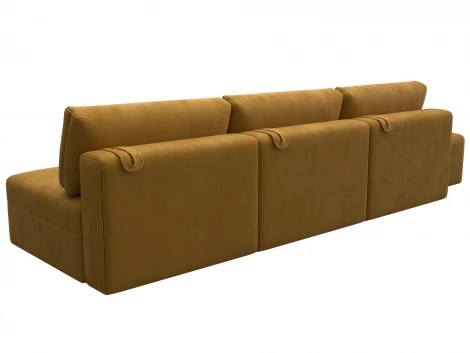 Диван прямой модульный с пуфом Лига-060 НПБ Лонг (ЛДСП,Брус,Фанера/Пластик/Велюр/Желтый) Лига Диванов 129488