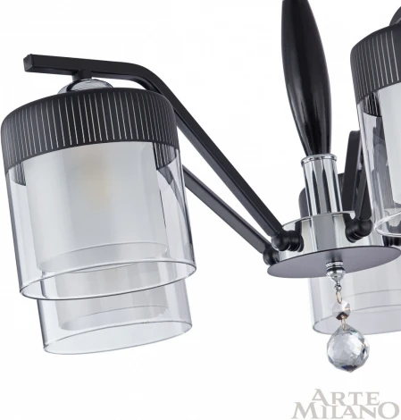 Потолочная люстра на штанге Arte Milano Napoli-2646 332646/5 CR+BK (220V, подвески)