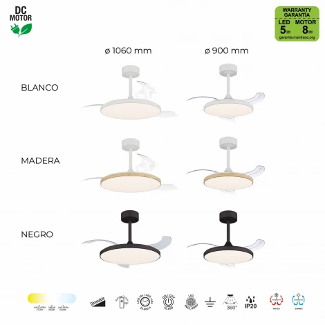 Потолочная светодиодная люстра с вентилятором и пультом Mantra Slim Fan 9007