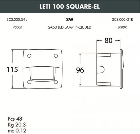 Встраиваемый светильник уличный Fumagalli Leti 3C3.000.000.AYG1L (220V, IP66)