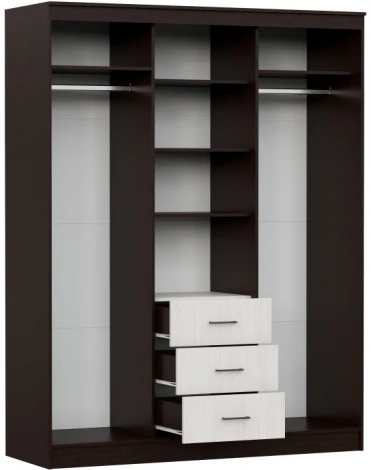 Шкаф-купе Woodville Луара дуб венге / ясень анкор светлый 536247