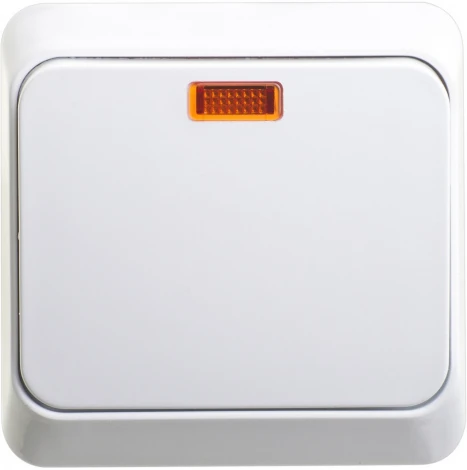 Выключатель накладной одноклавишный с подсветкой (белый) Systeme Electric BA10-005B