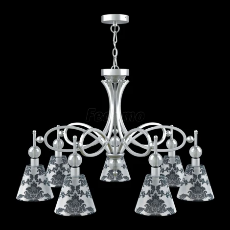 Люстра подвесная Lamp4you, 7 плафонов, хром с прозрачным, белым и черным