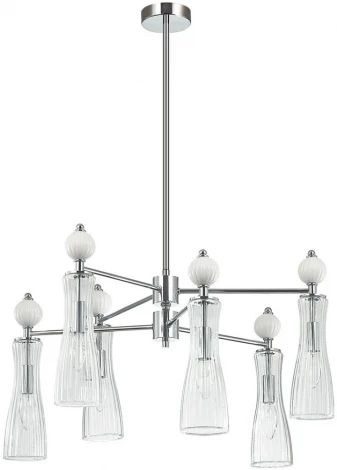 Потолочная люстра на штанге Lumion Emily 8268/6 хром/белый/прозрачный, металл/керамика/стекло Е14 6*40W 220V