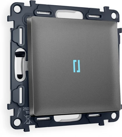 Комплект механизма Ambrella Volt 1-клавишного выключателя с подсветкой 10000K ALFA MA652020 Антрацит серый QUANT