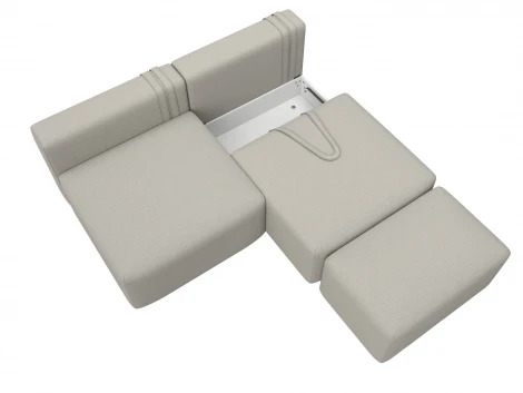 Диван прямой модульный с пуфом Лига-060 НПБ (ЛДСП,Брус,Фанера/Пластик/Рогожка/Бежевый) Лига Диванов 129674