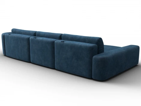 Диван угловой Лига-066 НПБ Лонг угол левый (ЛДСП,Фанера,Брус,Велюр/Синий) Лига Диванов 131219L