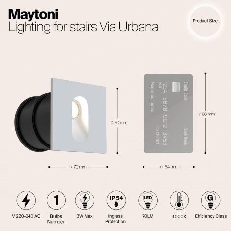 Подсветка для лестниц и ступеней встраиваемая Maytoni Via Urbana O022-L3W (LED, 220V, IP54)