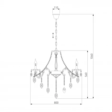 Подвесная люстра Eurosvet Veletta 10108/8 белый/прозрачный хрусталь Strotskis (220V, хрусталь Strotskis, на цепи, свеча)
