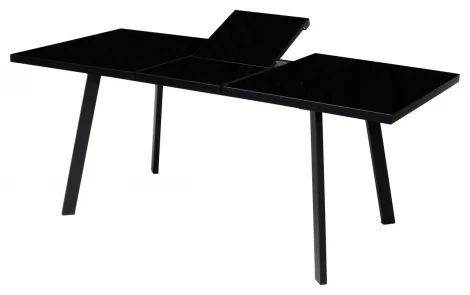 Стол ФИН 140 Черный, стекло/ Черный каркас