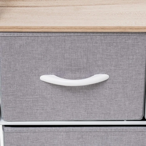 Комод Leset Ноа широкий, Каркас Белый, Светло-серый Leset (Искусственный лен/Светло-серый) арт.2500000183478