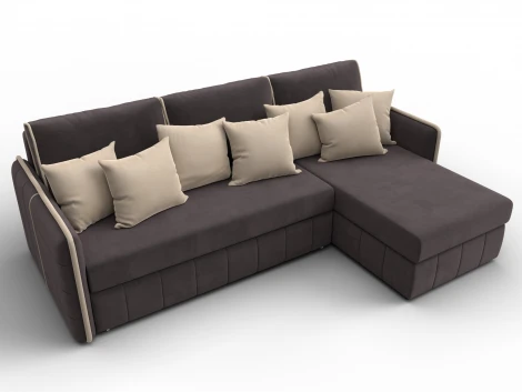 Диван угловой Лига-078 угол универсальный (ДСП/Пластик/Велюр/Коричневый,Бежевый) Лига Диванов 130990