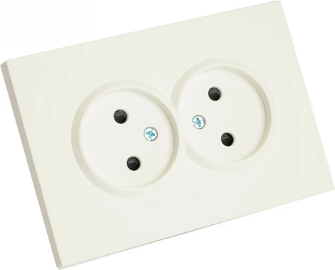 Розетка двойная без заземления со шторками (белый) Stekker Эмили 49877