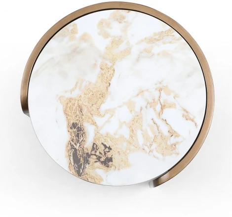 Стол журнальный ESF ET3095CL (D40) белая керамика /бронзовый/Керамика,Металл