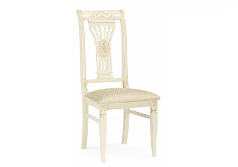 Обеденный стул Woodville Roy слоновая кость / золото патина