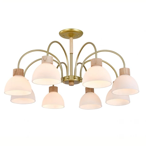 Потолочная люстра на штанге 150005/8R E27*60W Gold/Wood Escada Sade ES0000062