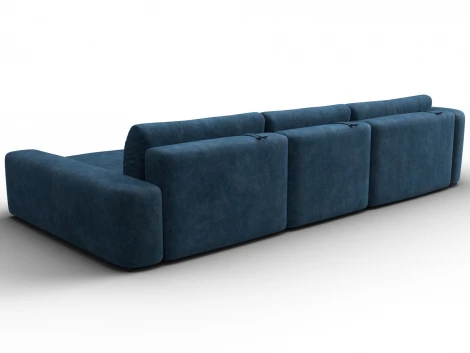 Диван угловой Лига-066 НПБ Лонг угол правый (ЛДСП,Фанера,Брус,Велюр/Синий) Лига Диванов 131219