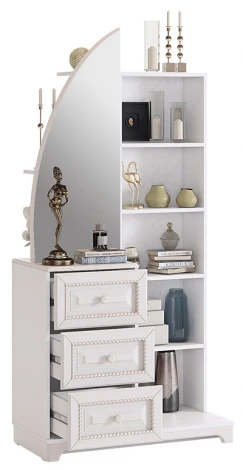 Белла Шкаф комбинированный Mebelson (ЛДСП,МДФ,ПВХ,Зеркало/Белый) арт.SMB-15.1651