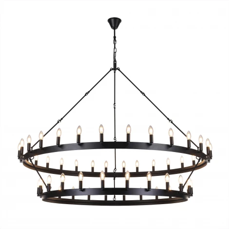 Подвесная большая люстра ярусная Citilux Смитсон CL470254 (220V, на цепи, свеча, круглые, под старину, кольцо)