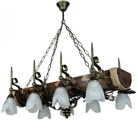 Подвесная люстра Тарьсма Лоза-8П трио LZ8PLPTRH80T (220V, на цепи, цветы)