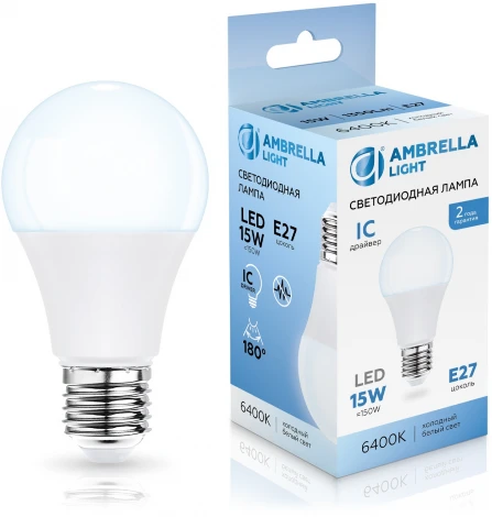 Лампа светодиодная Лон A60 15W 6400K Ambrella Bulbing 601506