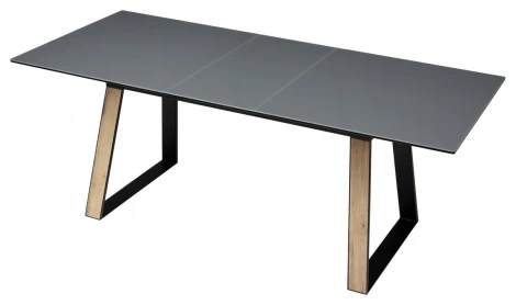 Стол Франк 160 ГРАФИТ, стекло / ДУБ ГАЛИФАКС-ЧЕРНЫЙ