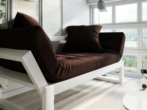Кушетка Arsko Амбер белая эмаль шоколадный велюр